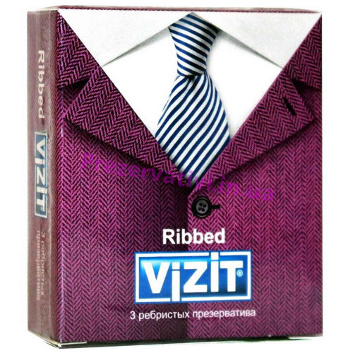 Презервативи Vizit Ribbed 3шт (Візит Ріббед) - Фото№1