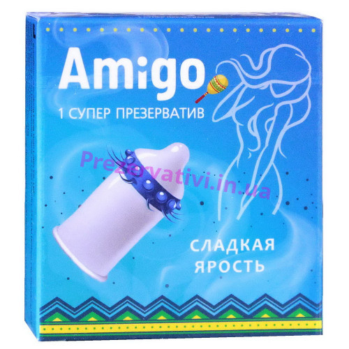 Презерватив Amigo Сладкая ярость 1шт (супер шипы) - Фото№1