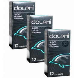 Презервативи Dolphi Super Dotted точкові 36шт (3 пачки по 12шт)