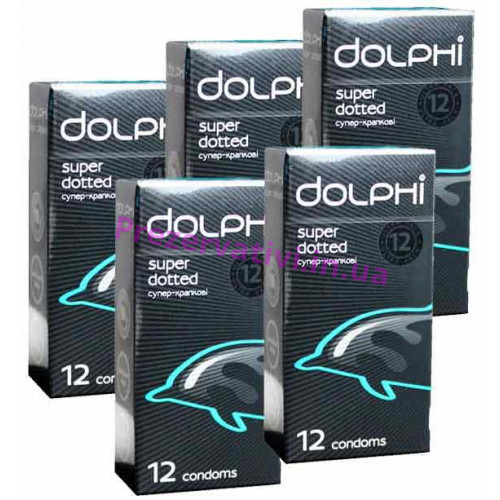 Презервативы Dolphi Super Dotted точечные 60шт (5 пачек по 12шт) - Фото№1