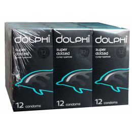 Блок презервативов Dolphi Super Dotted точечные 144шт (12 пачек по 12шт)