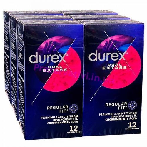 Блок презервативів Durex 6 пачок 12шт Dual Extase - Фото№1