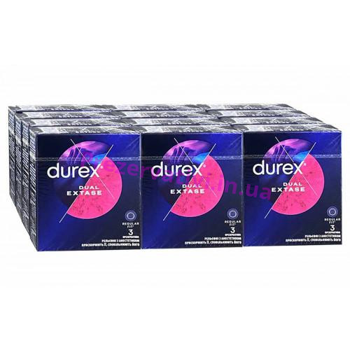 Блок презервативів Durex 12 пачок 3шт Dual Extase - Фото№1