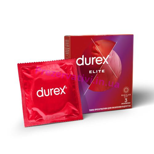 Презервативи латексні з силіконовою змазкою DUREX Elite (особливо тонкі), З шт. - Фото№1