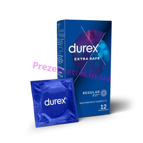 Презервативи латексні з силіконовою змазкою DUREX Extra Safe (максимальна надійність), 12 шт. - Фото№1