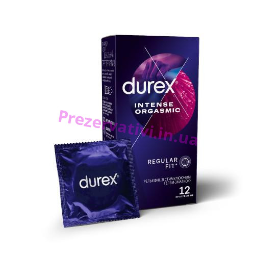 Презервативы латексные с силиконовой смазкой DUREX Intense Orgasmic (рельефные, со стимулирующим гелем-смазкой), 12 шт. - Фото№1