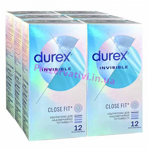 Блок презервативов Durex 6 пачек 12шт Invisible - Фото№1