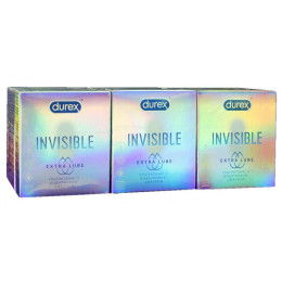 Блок презервативів DUREX 12 пачок 3шт Invisible ExtraLube з додатковою змазкою