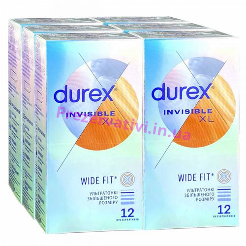 Блок презервативів Durex 6 пачок 12шт Invisible XL збільшеного розміру - Фото№1