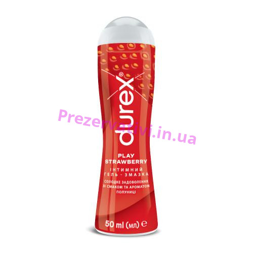 Интимный гель-смазка DUREX Play Saucy Strawberry со вкусом и ароматом клубники(лубрикант), 50 мл л - Фото№1