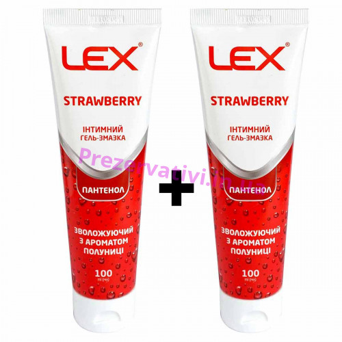 Гель-смазка Lex Strawberry 100мл пантенол, з ароматом полуниці, 2 шт - Фото№1