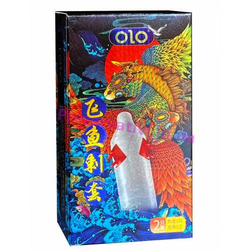 Презервативы с усиками Olo FLYING KOI 1шт шипы + шарик продлевающие на гиалуроновой основе - Фото№1