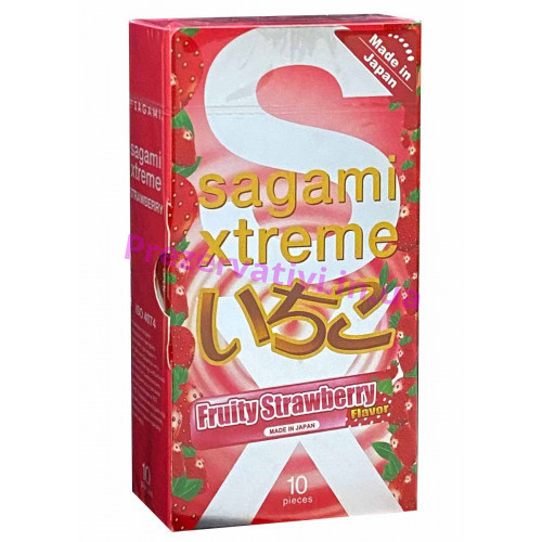 Презервативы Sagami Xtreem Strawberry с ароматом Клубники 10шт - Фото№1