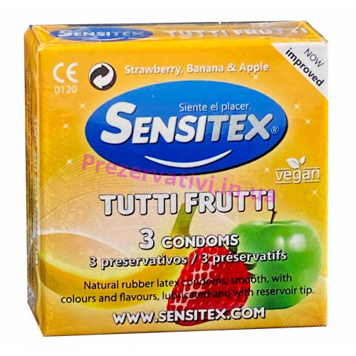 Презервативи Sensitex Tuttifrutti 3шт ароматизовані кольорові - Фото№1