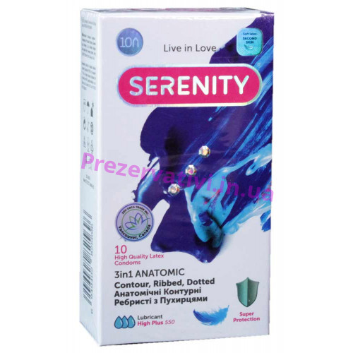 Презервативы Serenity 3in1 Anatomic анатомические точки и рёбра 10шт - Фото№1