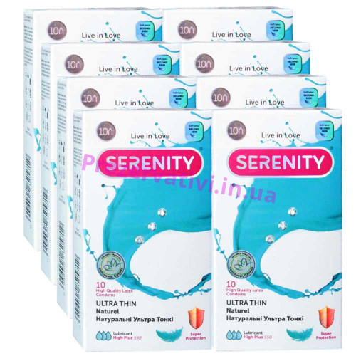 Блок презервативів Serenity Ultra Thin ультратонкі 80шт (8 пачок по 10шт) - Фото№1