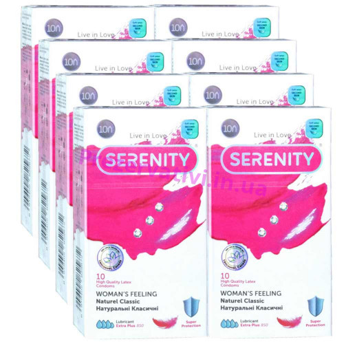 Блок презервативів Serenity Womans feeling класичні 80шт (8 пачок по 10шт) - Фото№1