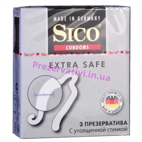 Презервативы Sico Extra Safe с утолщённой стенкой для анального секса 3шт - Фото№1