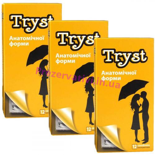 Презервативи TRYST Anatomic анатомічні 36шт (3 пачки по 12шт) - Фото№1