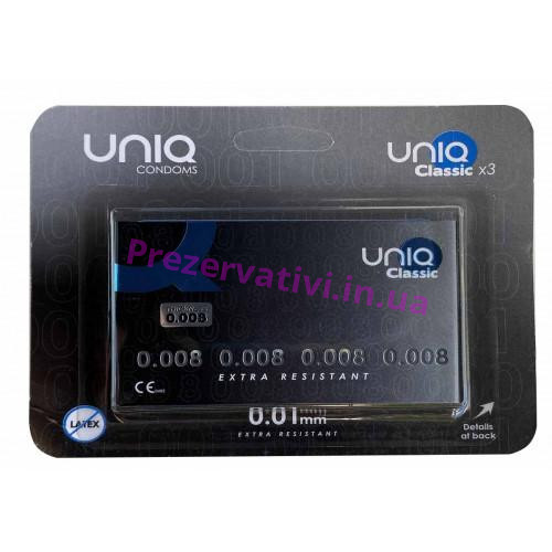 Презервативи безлатексні UNIQ Classic 0.0008 візитка 3шт - Фото№1